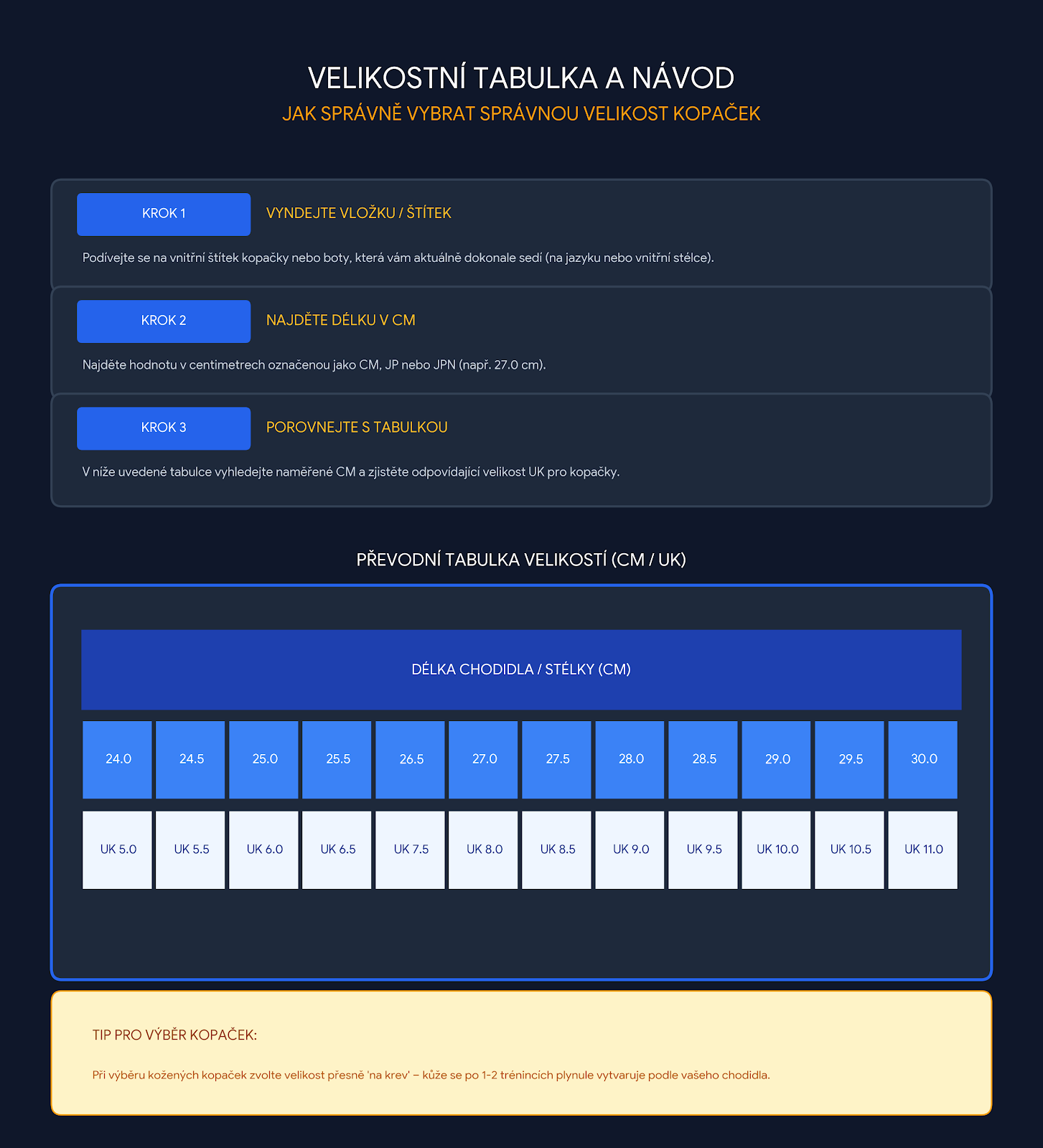 tabulka velikosti mizuno